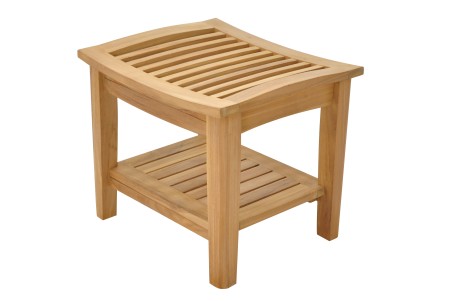 19" Teak Stool With Shelf 19" Teak Stool With Shelf